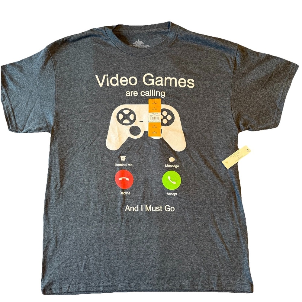 New Video Games are Calling Game Controller Men's T-Shirt Tee Size 38-40 MEDIUM